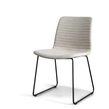 Eric Modern Dining Chair in White with Matte Black Steel Legs for Kitchen, Living Room and Dining Room (Set of 2, Beige Upholstered Seat) Dining Chair Gingko Beige